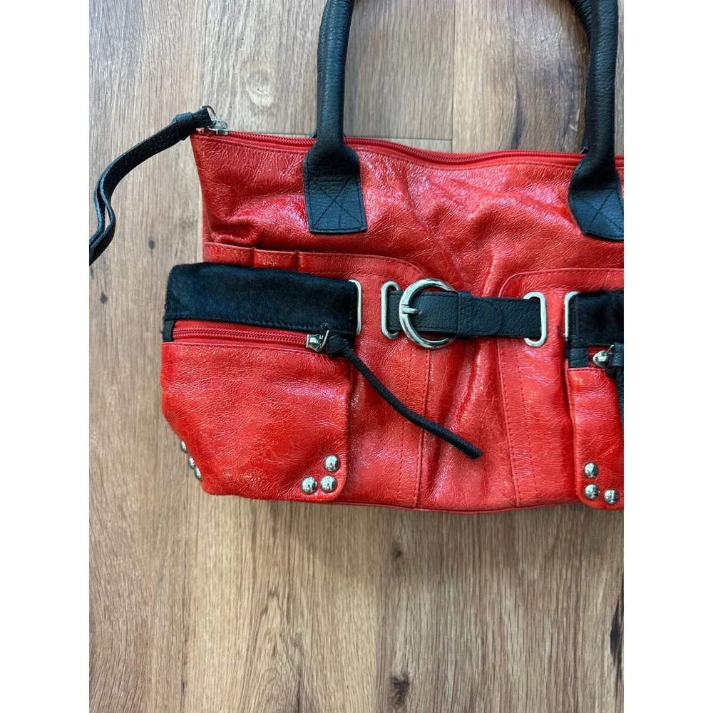 Cleo and Patek Red Leather Shoulder Bag with Black with original‎ storage bag